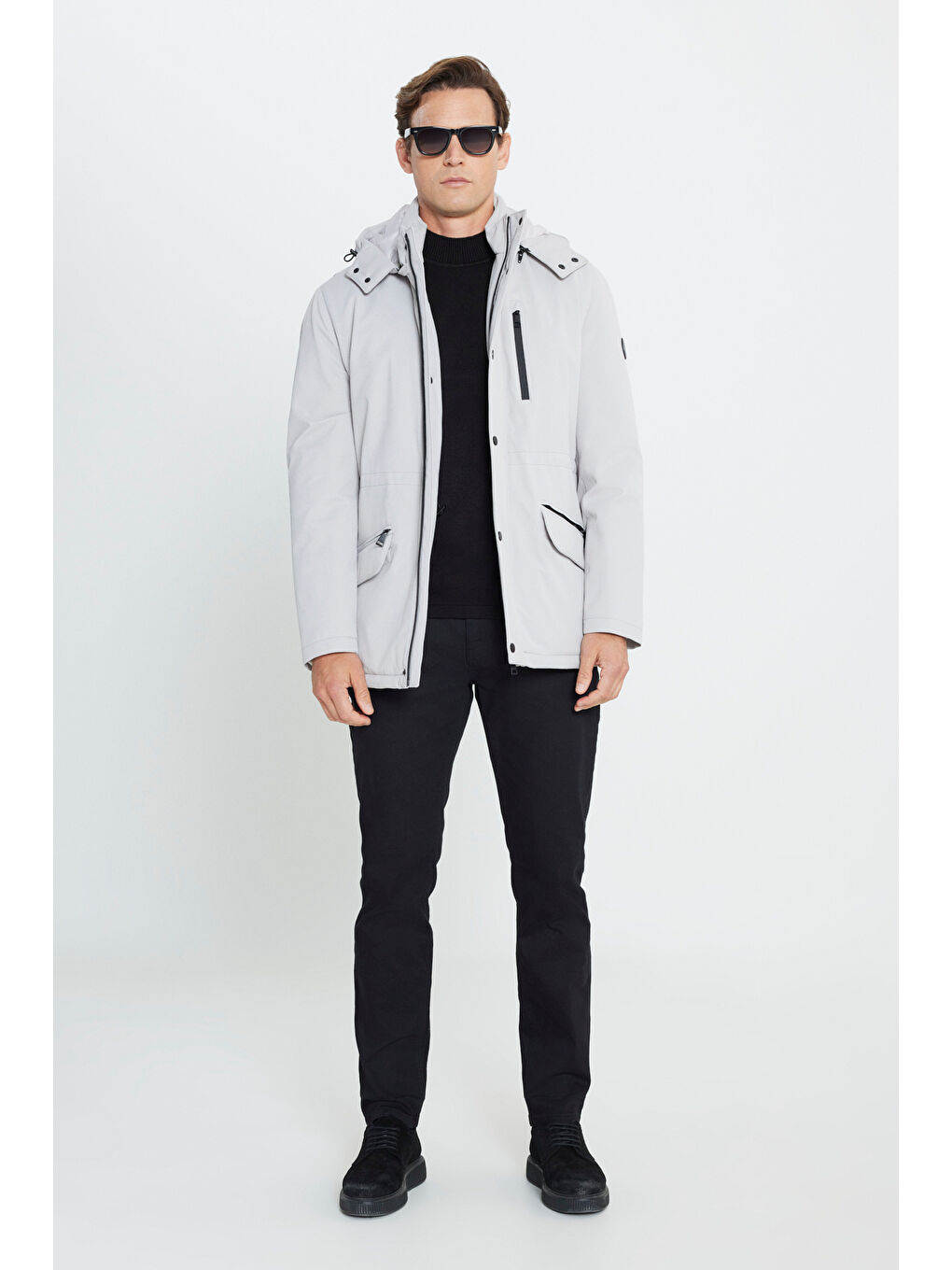 Bej Erkek Taş Standart Fit Normal Kesim Gömlek Yaka Kaban-1