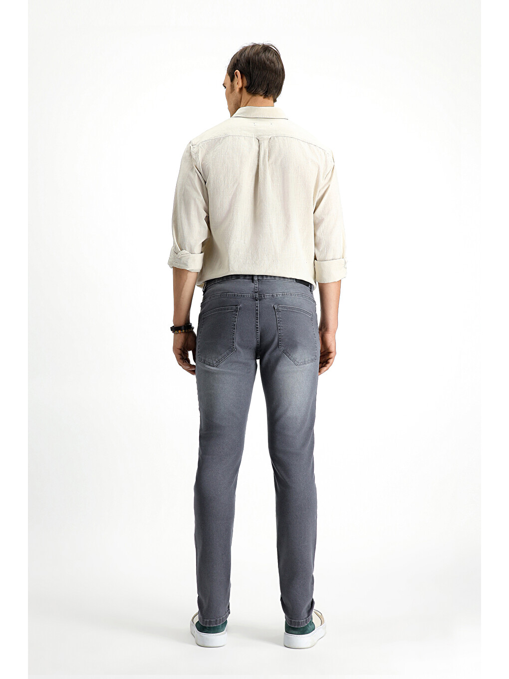 Gri Regular Fit Elastanlı Denim Jean Pantolon-4