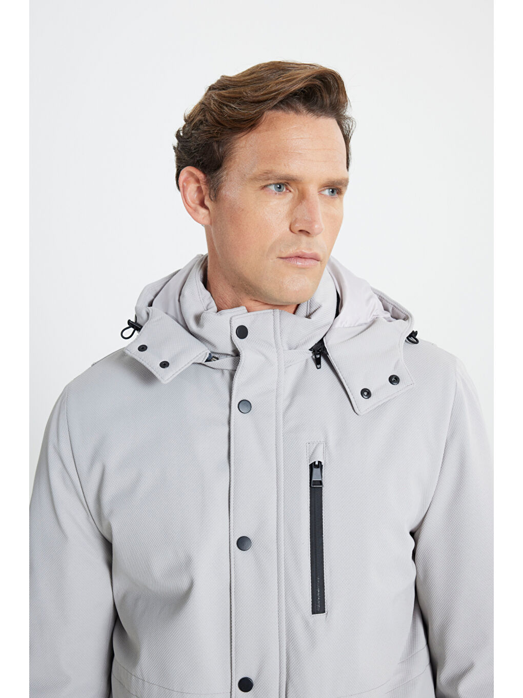 Bej Erkek Taş Standart Fit Normal Kesim Gömlek Yaka Kaban-3