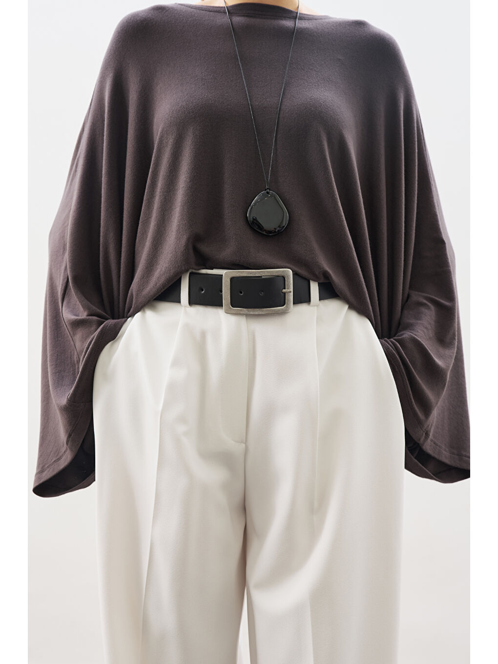 Pelerin Tarz Bluz Antrasit-5