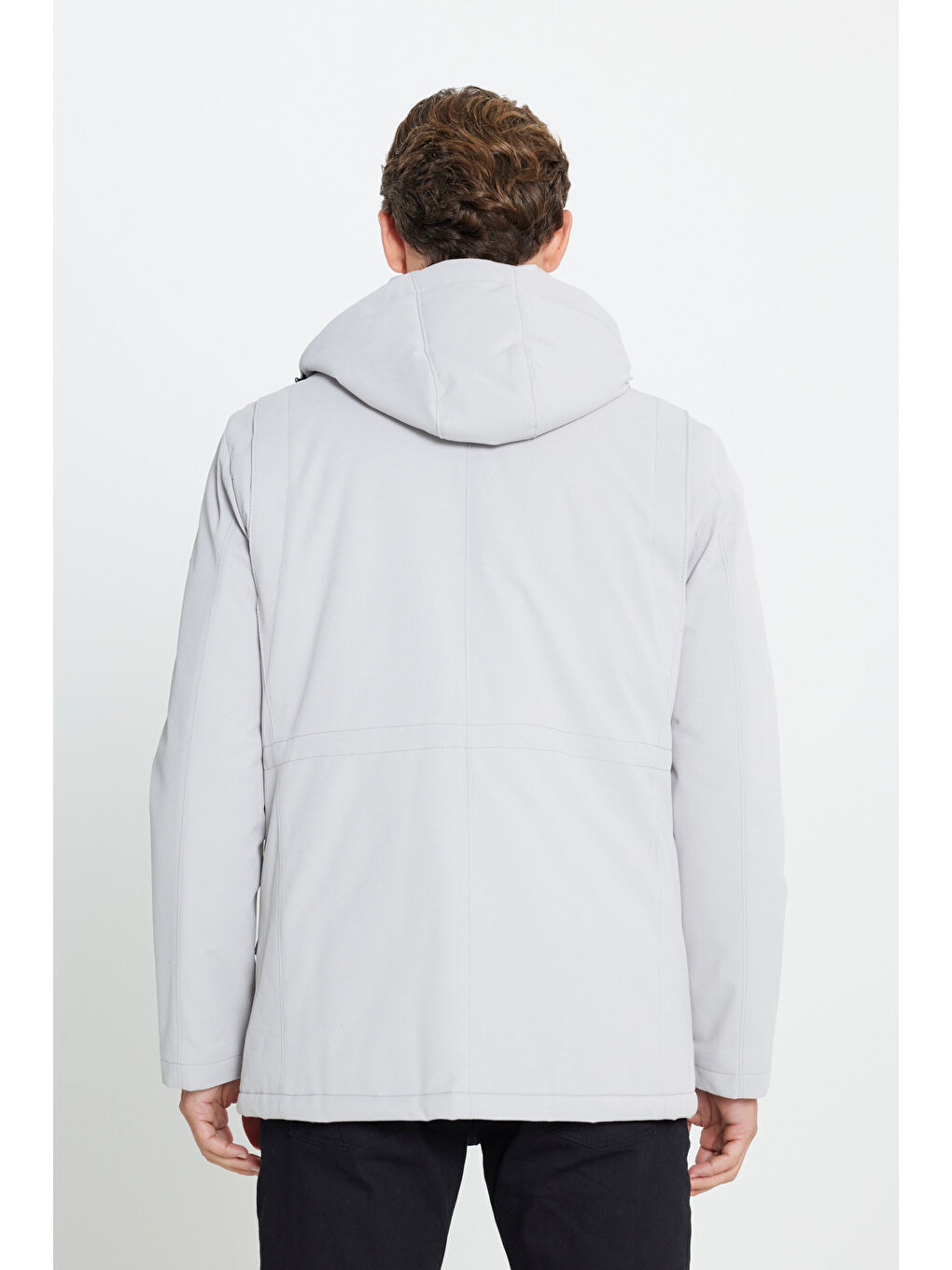 Bej Erkek Taş Standart Fit Normal Kesim Gömlek Yaka Kaban-5