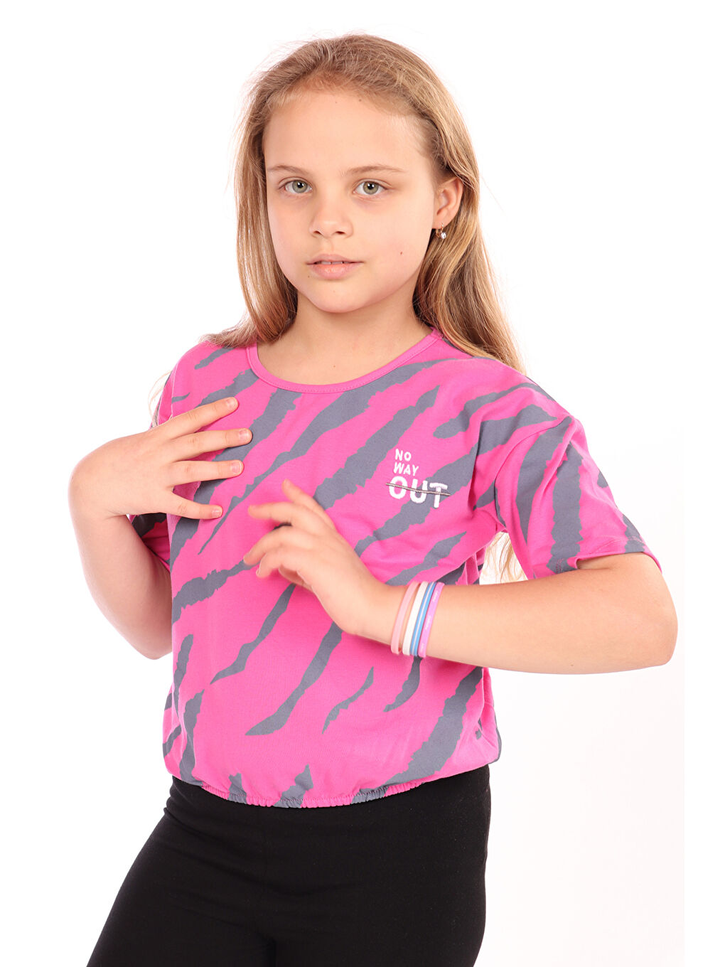 Fuşya Kız Çocuk Komple Baskılı Tişört