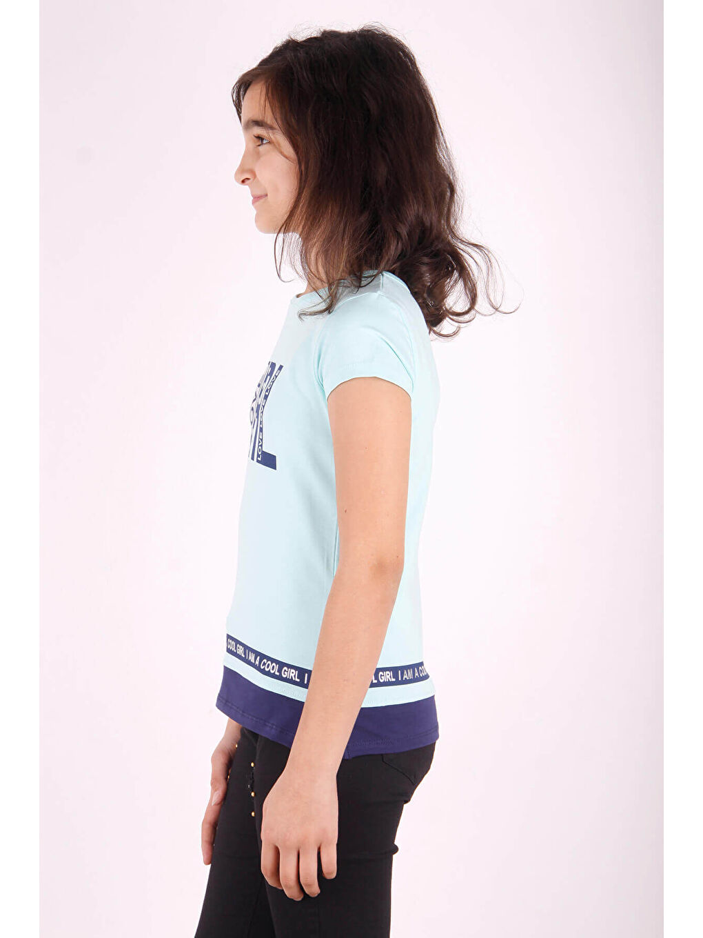 Turkuaz Kız Çocuk Baskılı T-Shirt-1
