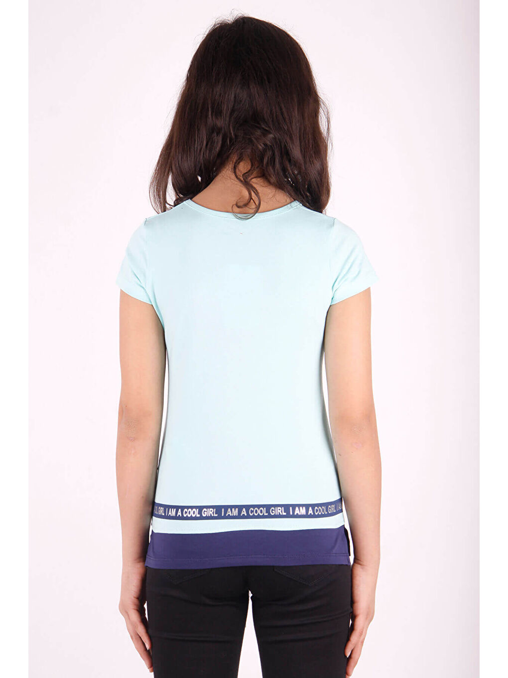 Turkuaz Kız Çocuk Baskılı T-Shirt-2