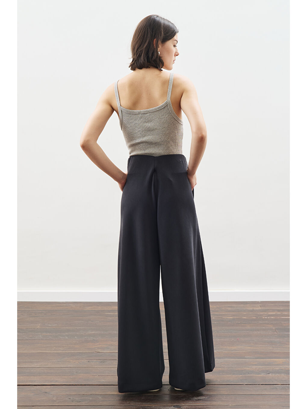 Yumuşak Dokulu Modal Geniş Pantolon Antrasit-5