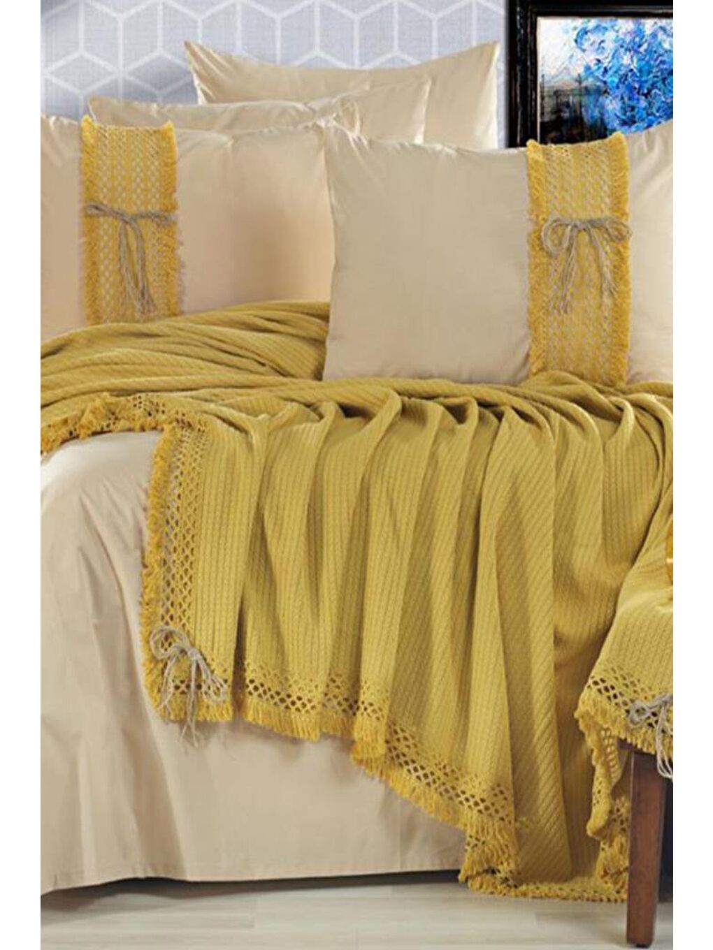 Karışık Rapunzel Pike Takımı 6 Parça Hardal Bej-1