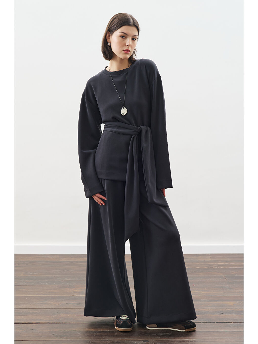 Yumuşak Dokulu Modal Bağlamalı Sweatshırt Antrasit-2