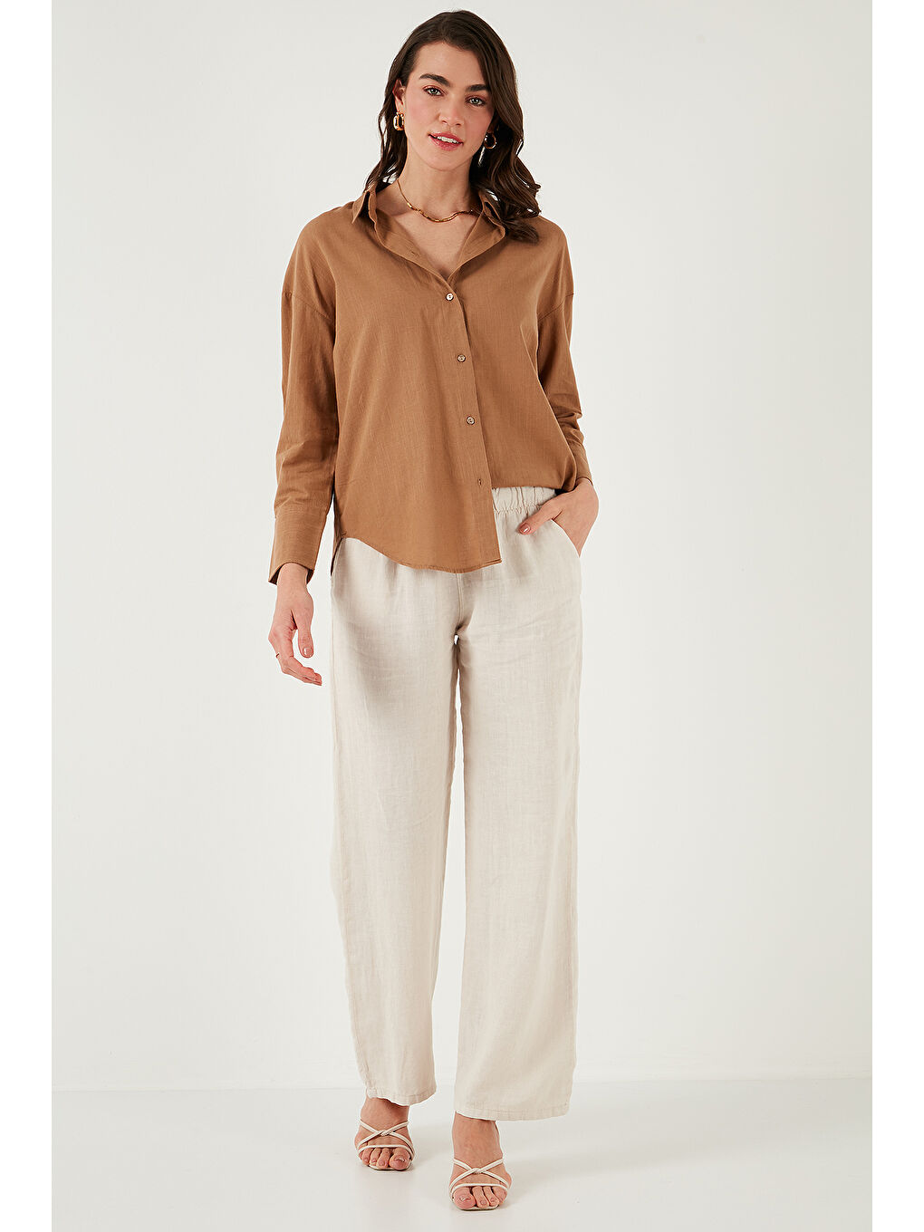 Sarı Pamuklu Regular Fit Uzun Kollu Düz Gömlek Cf25S168305-1