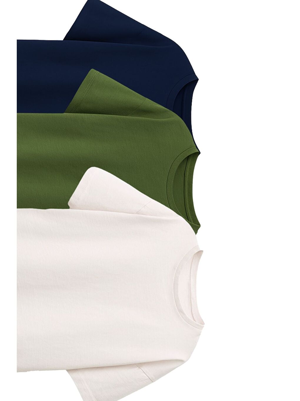 Besic 3'Lü Unisex Çocuk T-Shirt ( Beyaz - Haki - Lacivert )-1