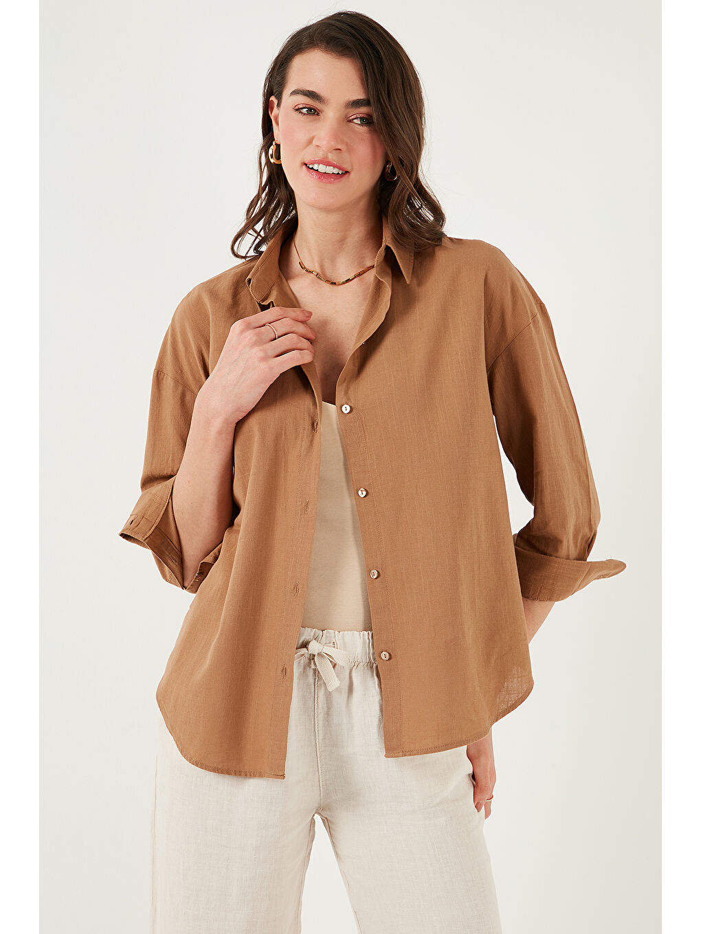 Sarı Pamuklu Regular Fit Uzun Kollu Düz Gömlek Cf25S168305-5