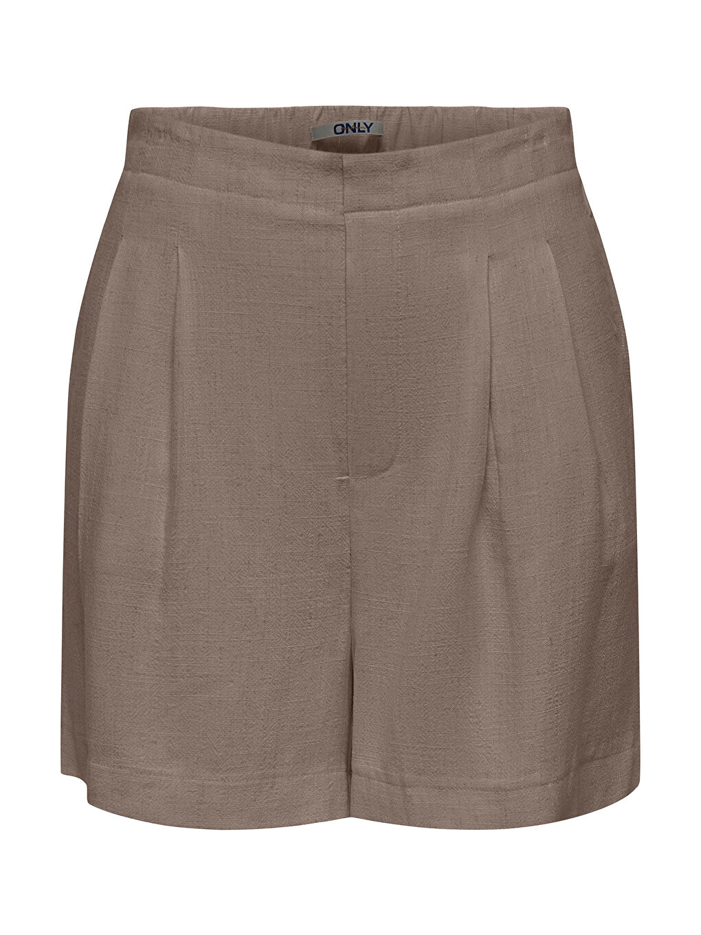 Kahverengi Onlsiesta Keten Karışımlı Regular Fit Lastikli Bel Bermuda Kadın Short 15348123