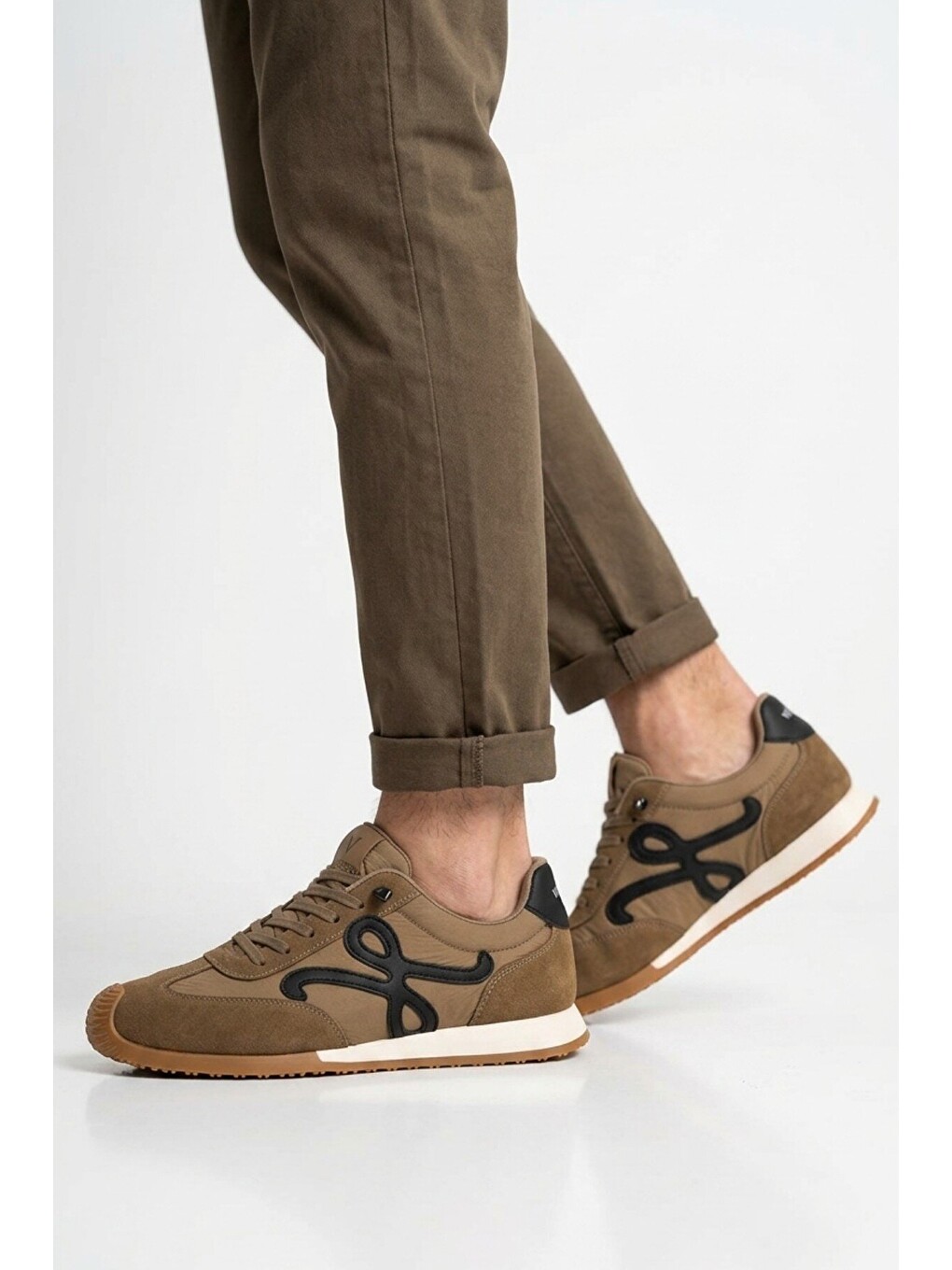 Kahverengi Camel Bağcıklı Hafızalı Rahat Tabanlı Retro Erkek Casual Ayakkabı Sneaker E472 M-1