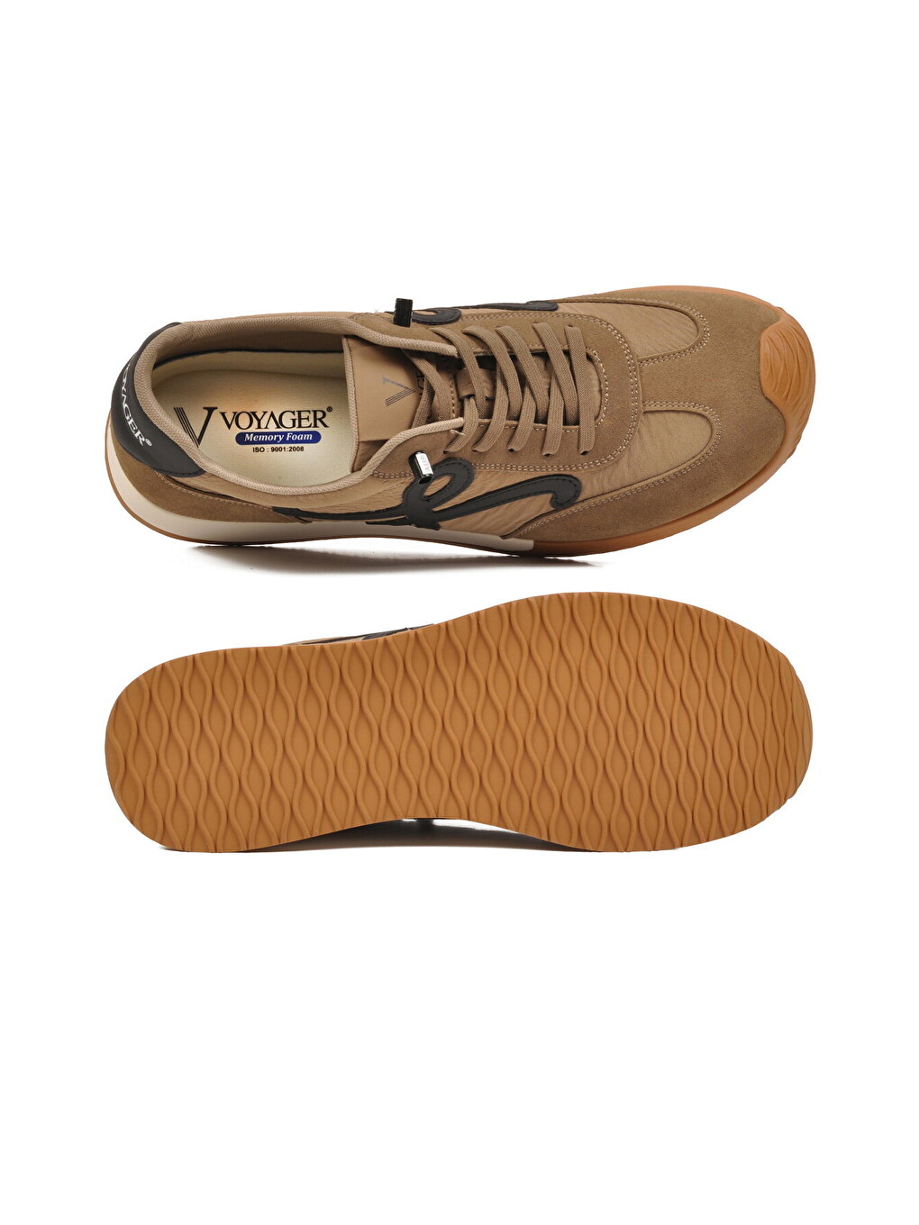 Kahverengi Camel Bağcıklı Hafızalı Rahat Tabanlı Retro Erkek Casual Ayakkabı Sneaker E472 M-3