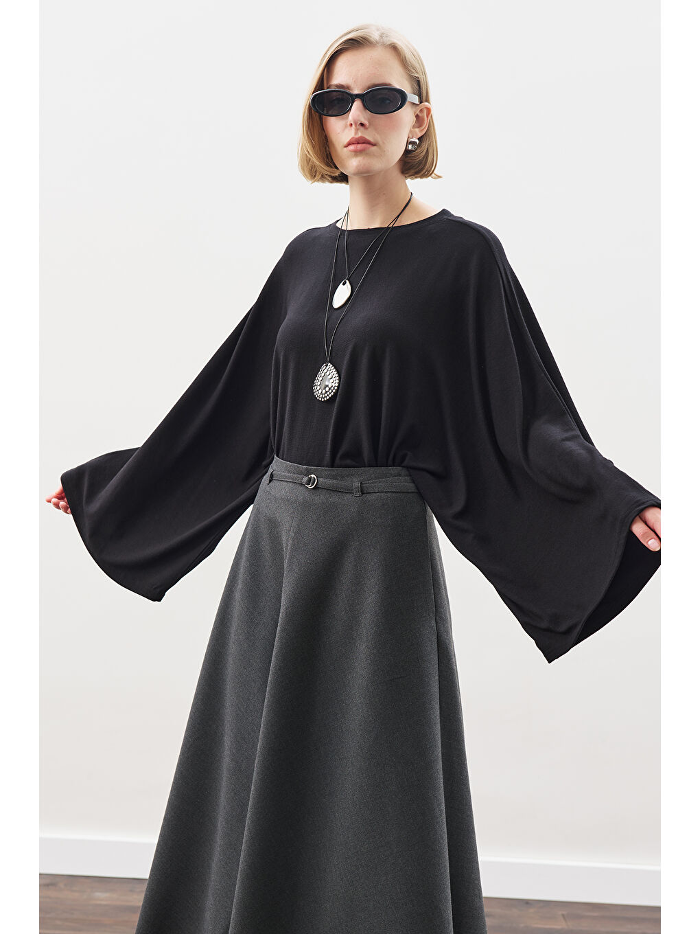 Pelerin Tarz Bluz Siyah-3