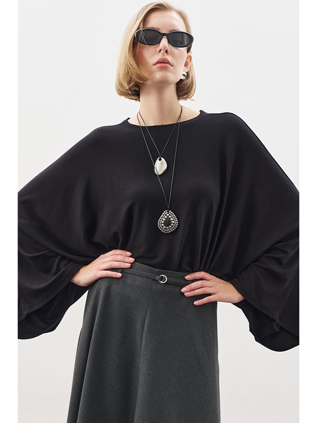 Pelerin Tarz Bluz Siyah-5