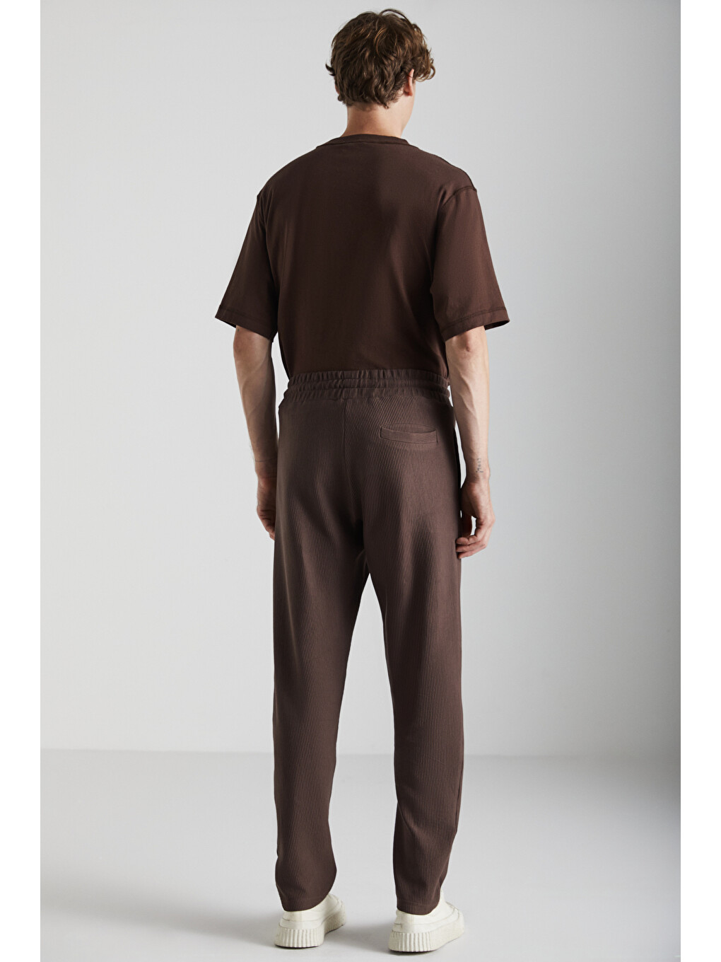 Kahverengi Berthola Erkek Desenli Kumaş Regular Fit Ottoman Kalite Organik Pamuklu Acı Kahve Eşofman Altı-4