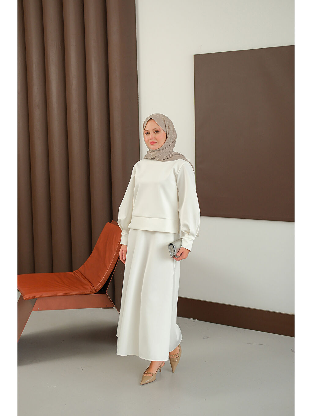 Kadın Bisiklet Yaka Scuba Takım Beyaz-1