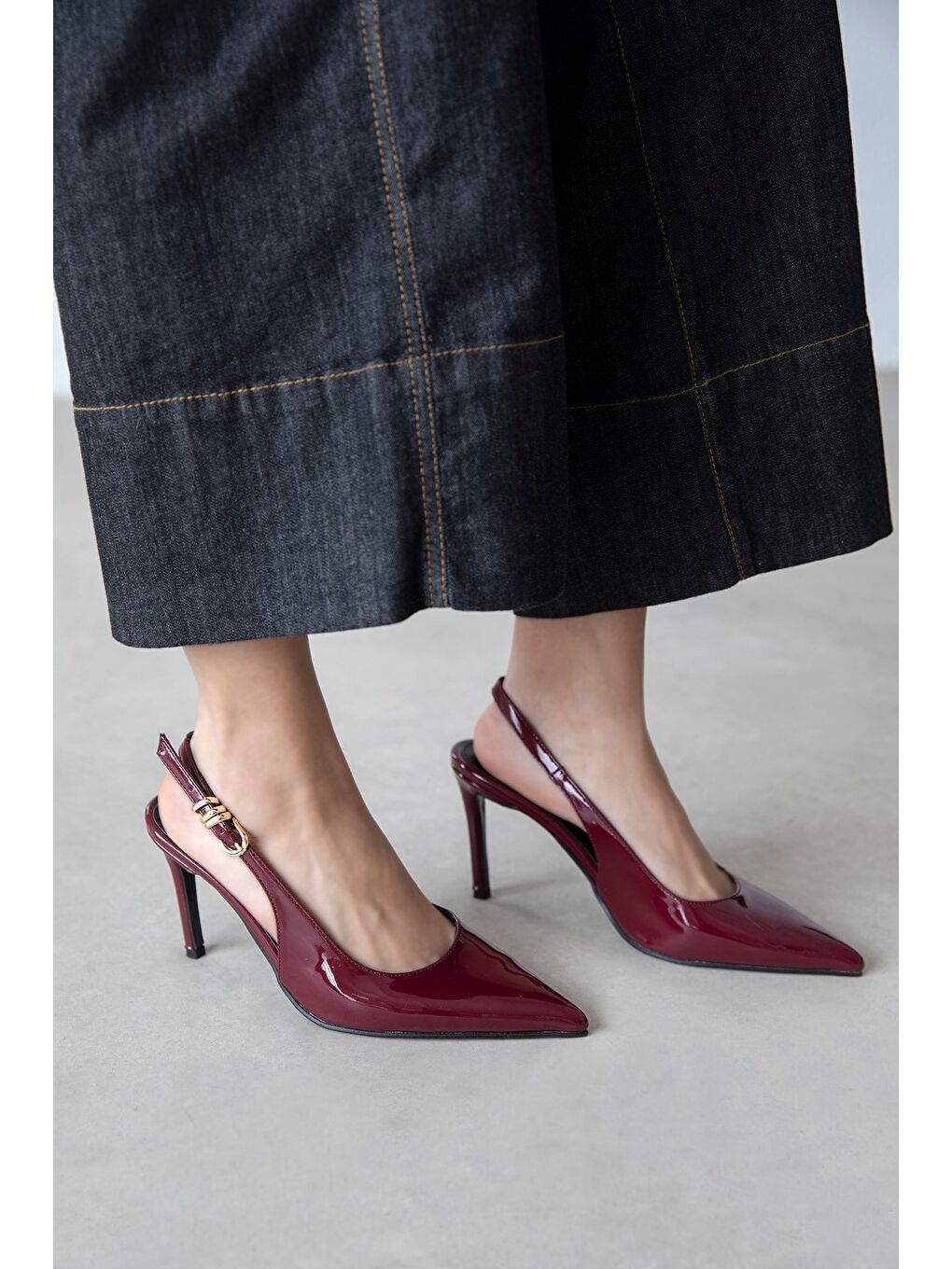 Flora Kadın Topuklu Rugan Ayakkabı Bordo-1