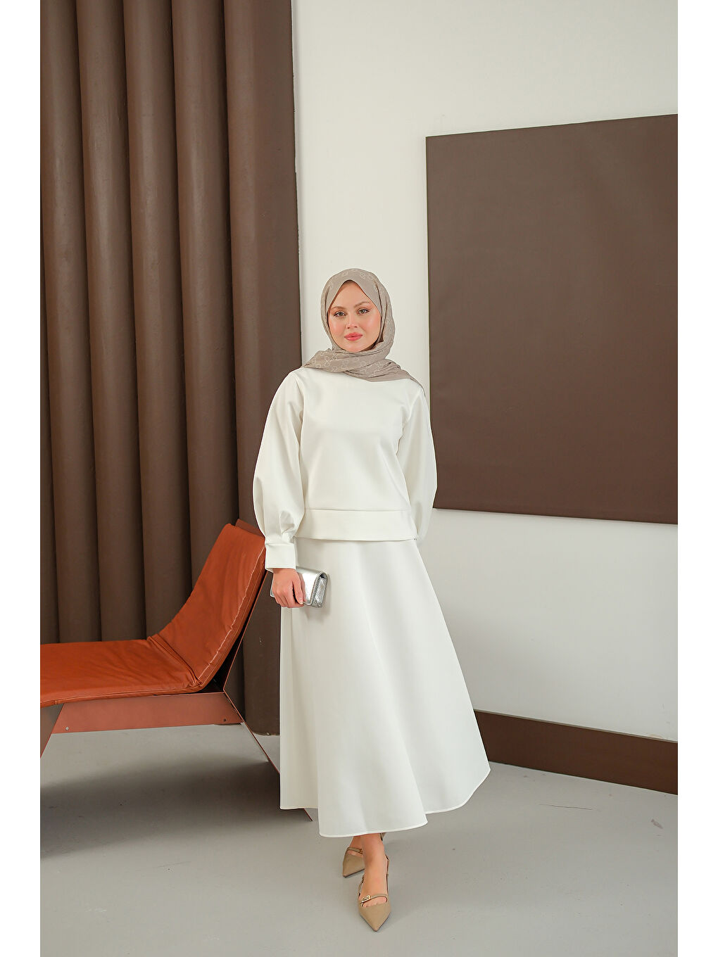 Kadın Bisiklet Yaka Scuba Takım Beyaz-2