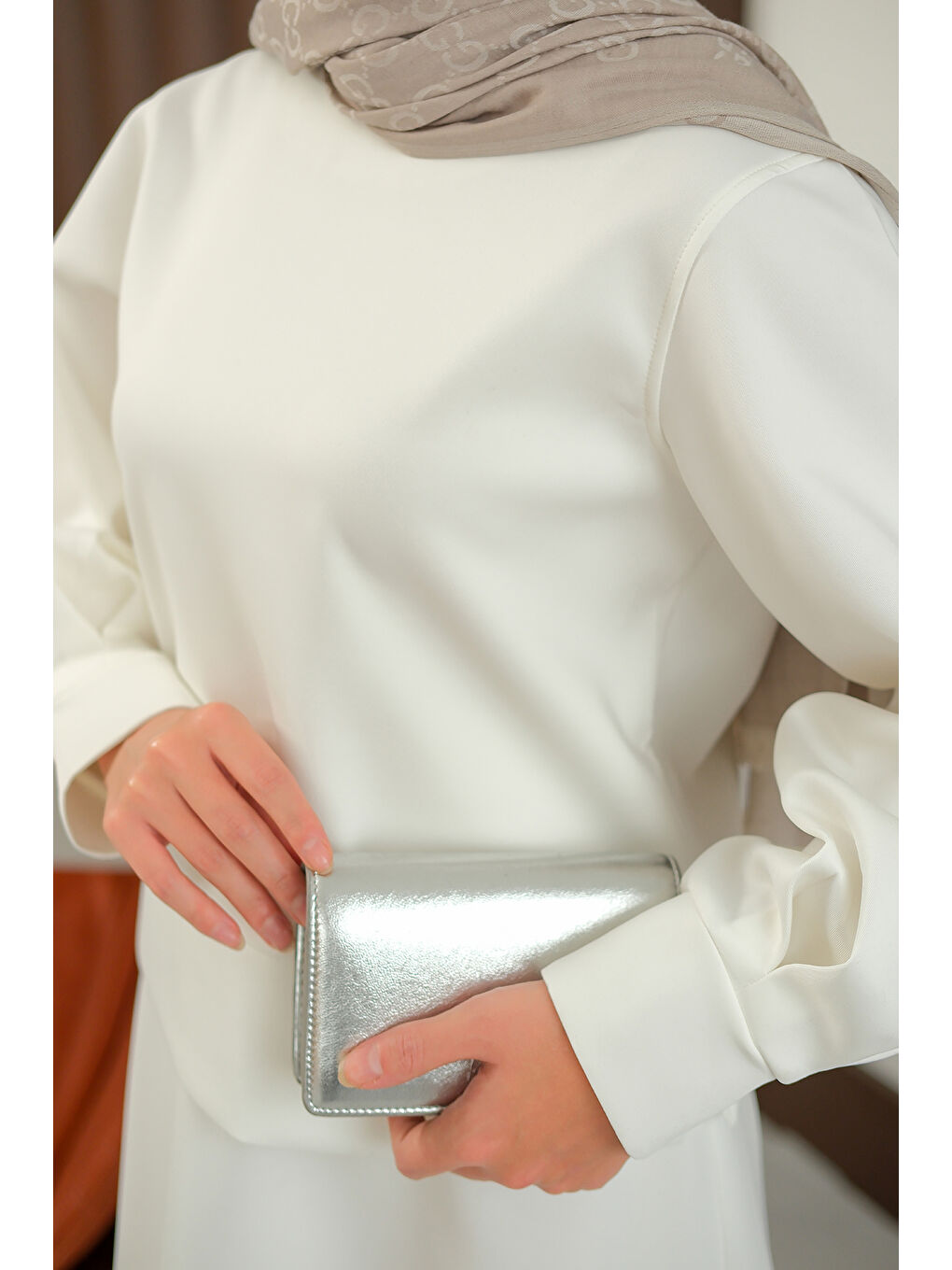 Kadın Bisiklet Yaka Scuba Takım Beyaz-3