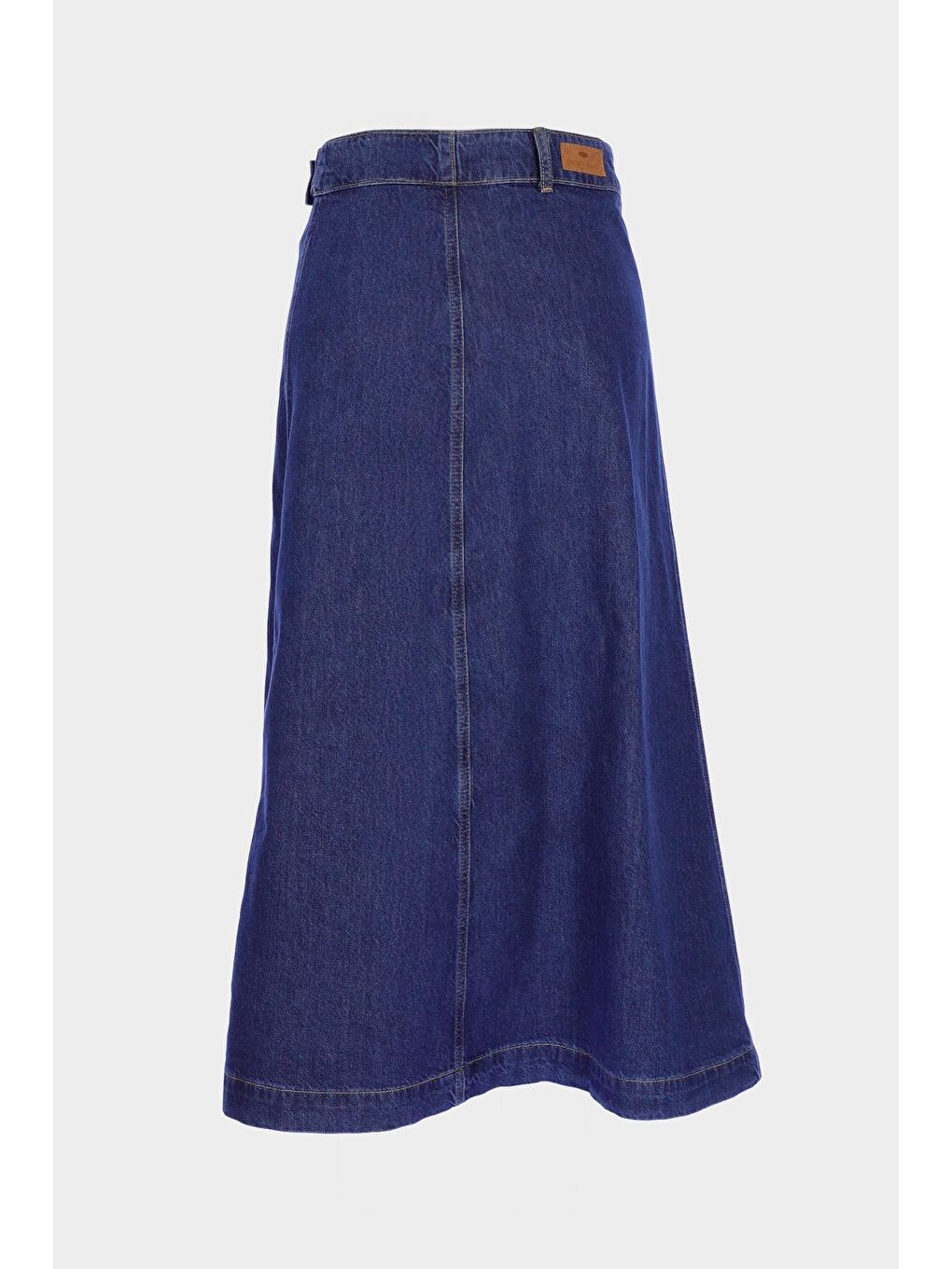 Koyu Mavi Yüksek Bel Kruvaze Kapamalı Kemerli Jean Etek C 4532-061-1