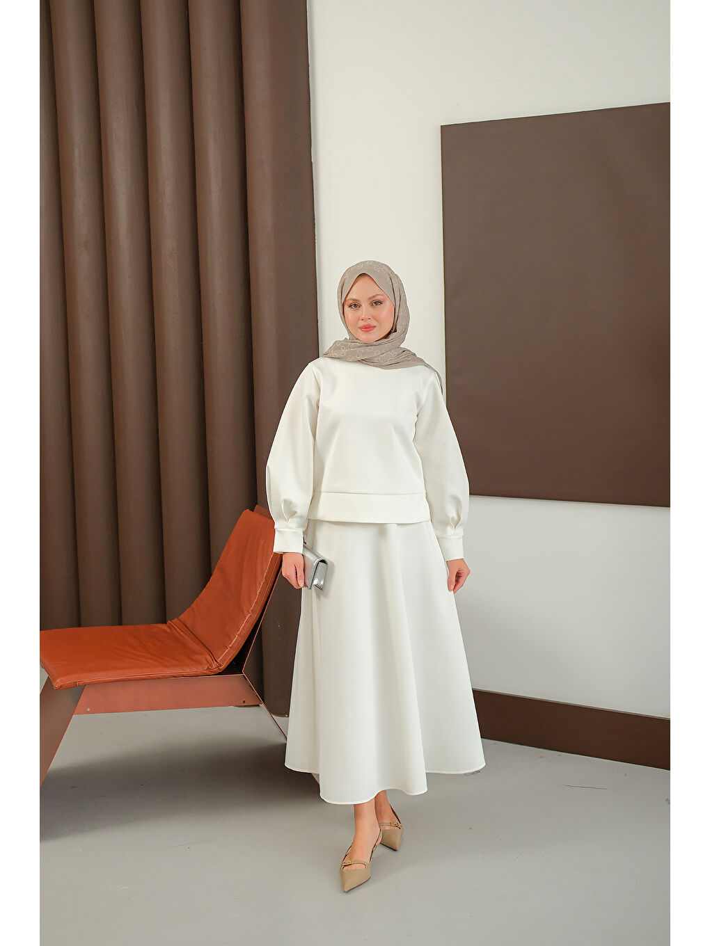 Kadın Bisiklet Yaka Scuba Takım Beyaz-4