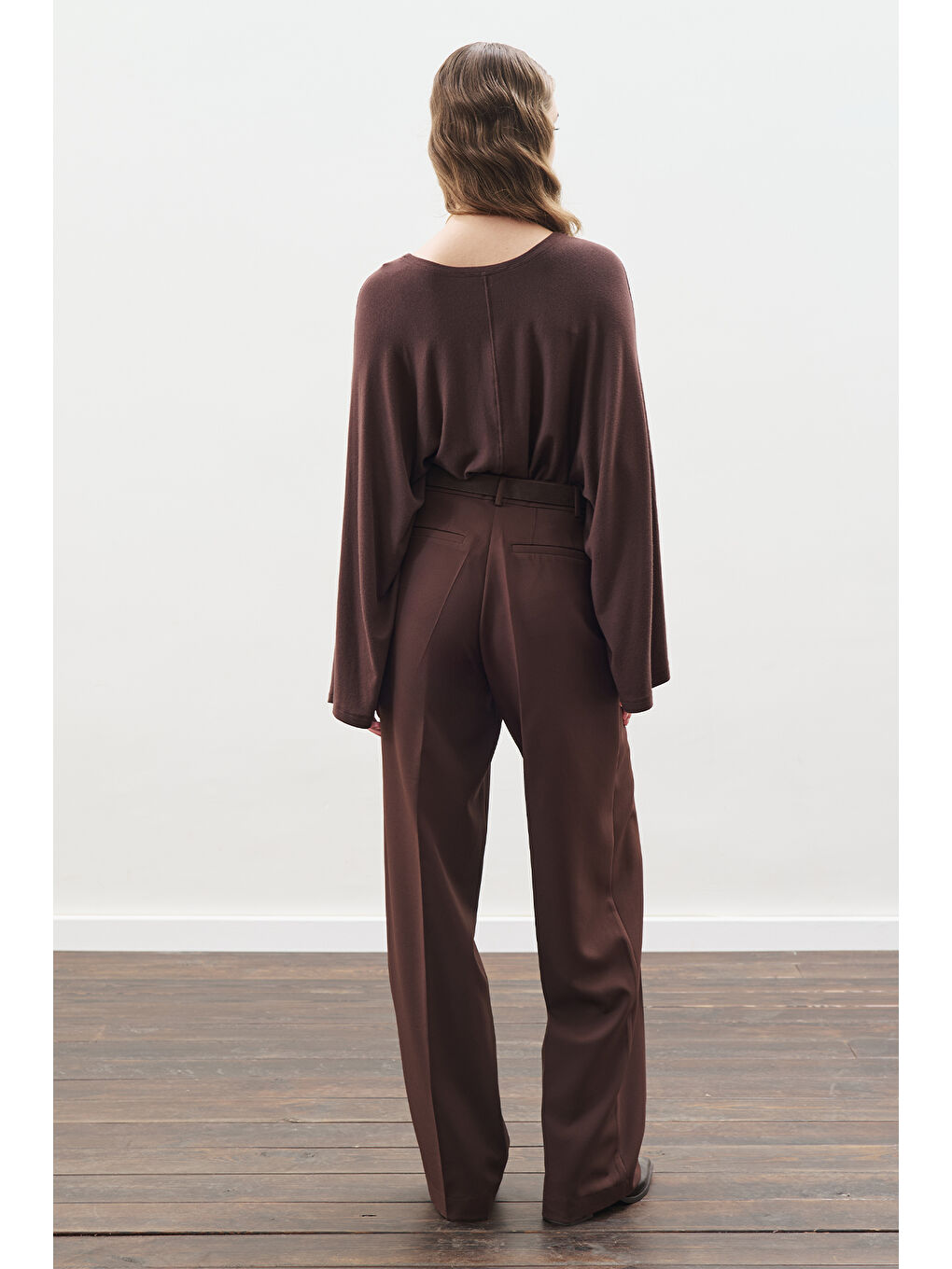 Kahverengi Pelerin Tarz Bluz Acı Kahve-6