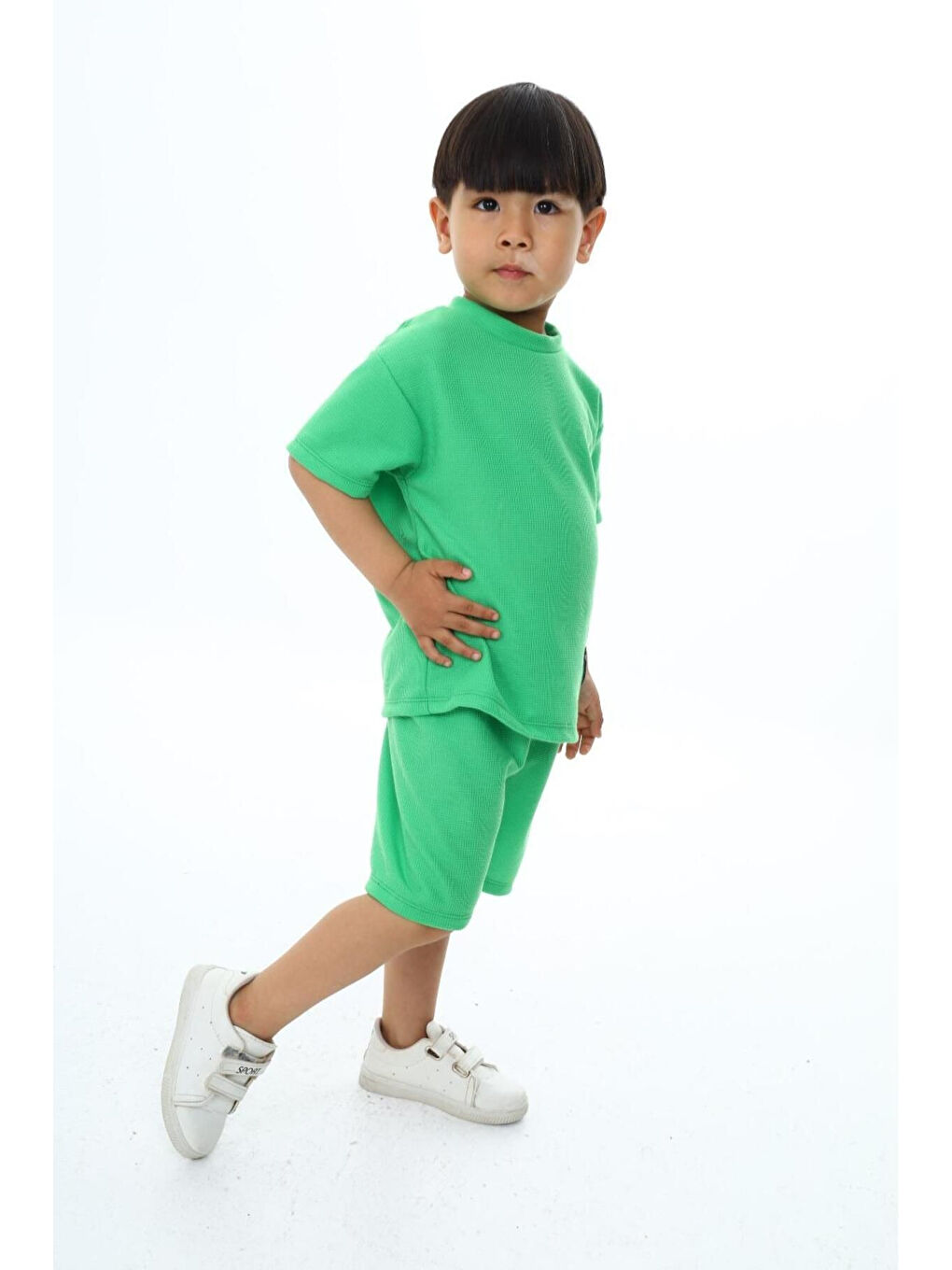Yeşil Bisiklet Yaka Şortlu Erkek Çocuk Şortlu Takım-2