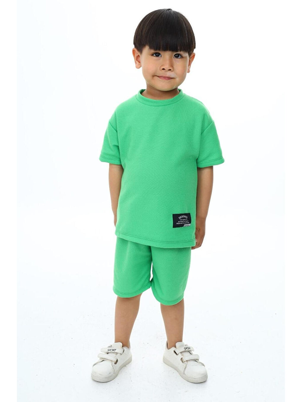 Yeşil Bisiklet Yaka Şortlu Erkek Çocuk Şortlu Takım-3