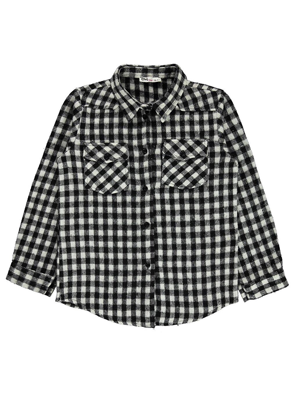 Girls Pitikare Desenli 10-13 Yaş Gömlek - Siyah 11-12 Yaş