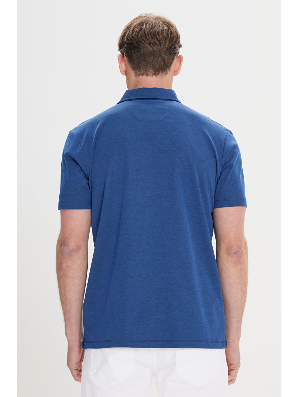 Erkek Lacivert Comfort Fit Rahat Kesim Polo Yaka Pamuklu Kısa Kollu Tişört-3