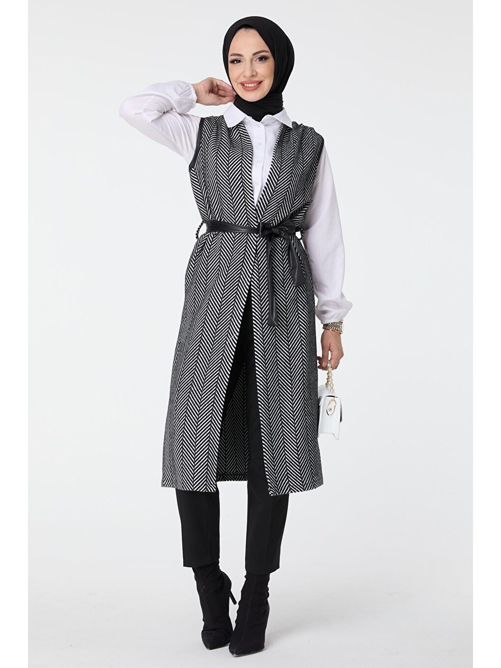 Ceket Yaka Kadın Haki Yelek - 13033-1