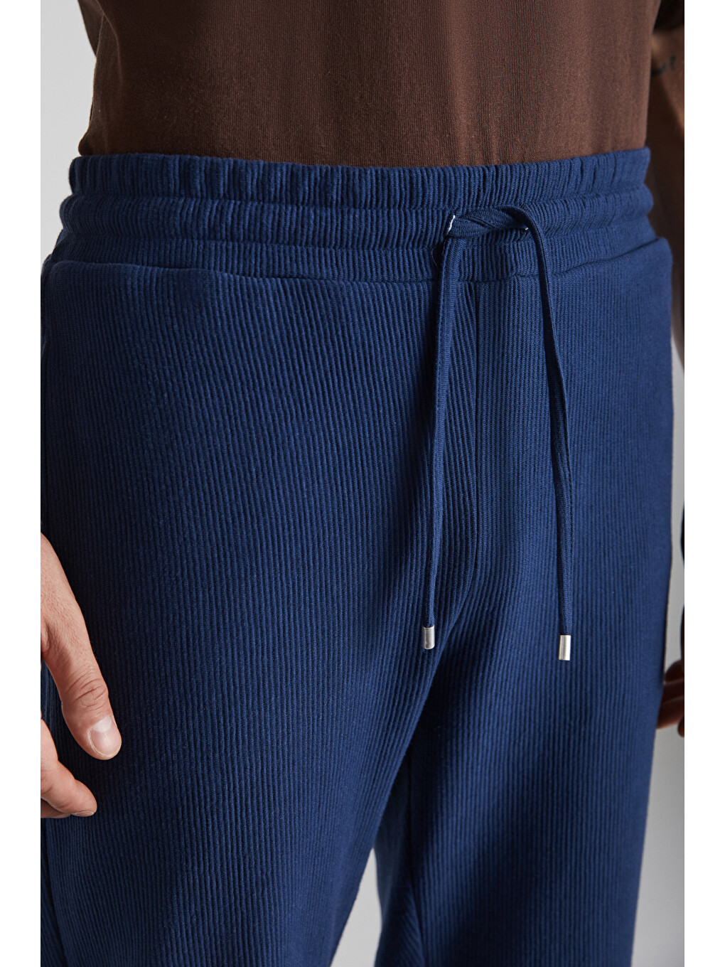 Berthola Erkek Desenli Kumaş Regular Fit Ottoman Kalite Organik Pamuklu Lacivert Eşofman Altı-3