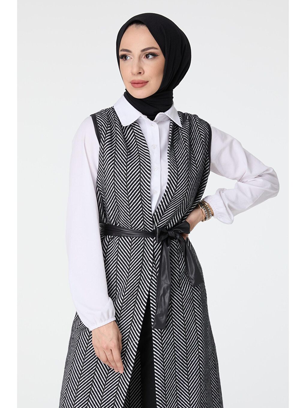 Ceket Yaka Kadın Haki Yelek - 13033-2