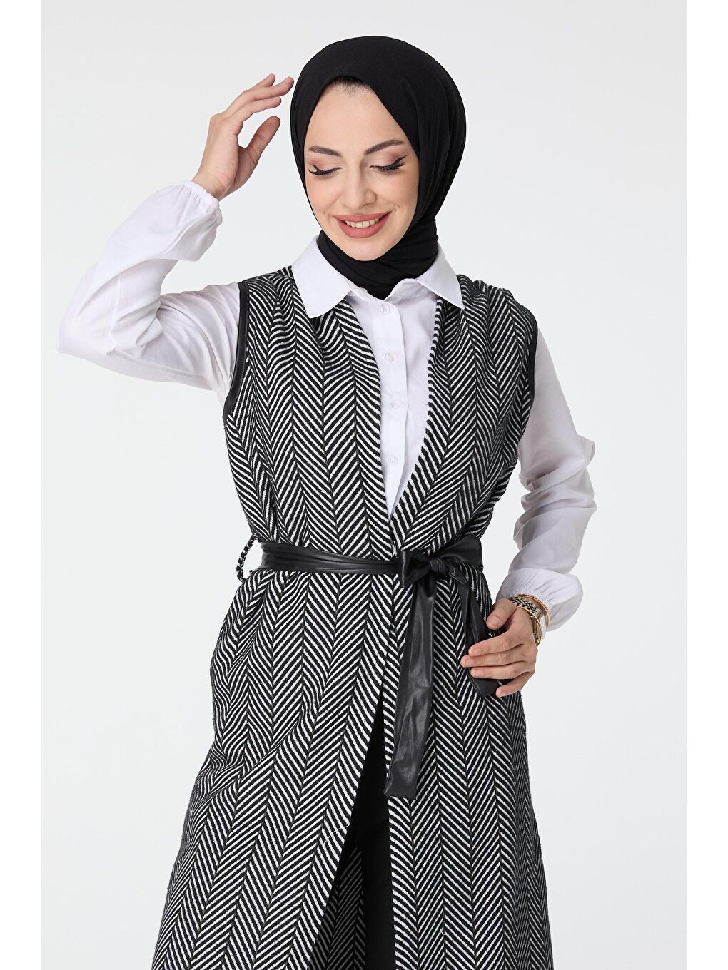 Ceket Yaka Kadın Haki Yelek - 13033-3