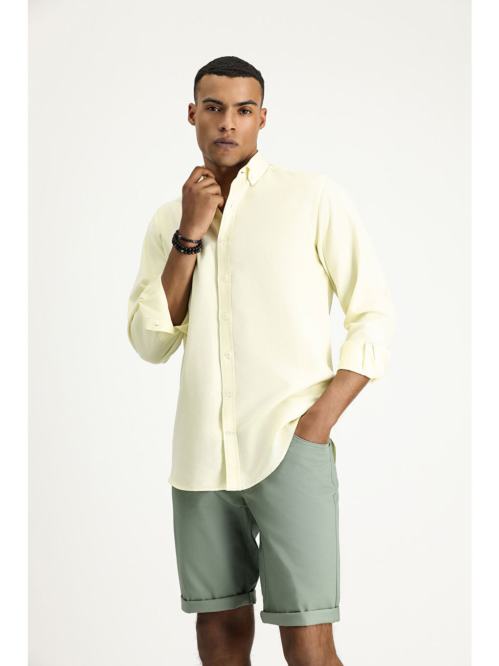 Sarı Uzun Kol Regular Fit Oxford Pamuk %100 Pamuk Gömlek