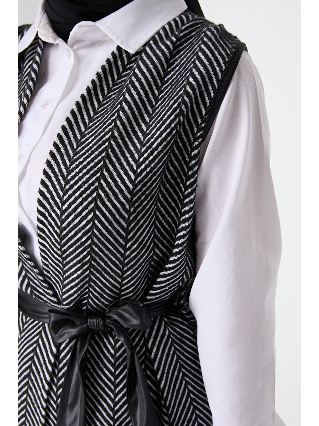 Ceket Yaka Kadın Haki Yelek - 13033-4