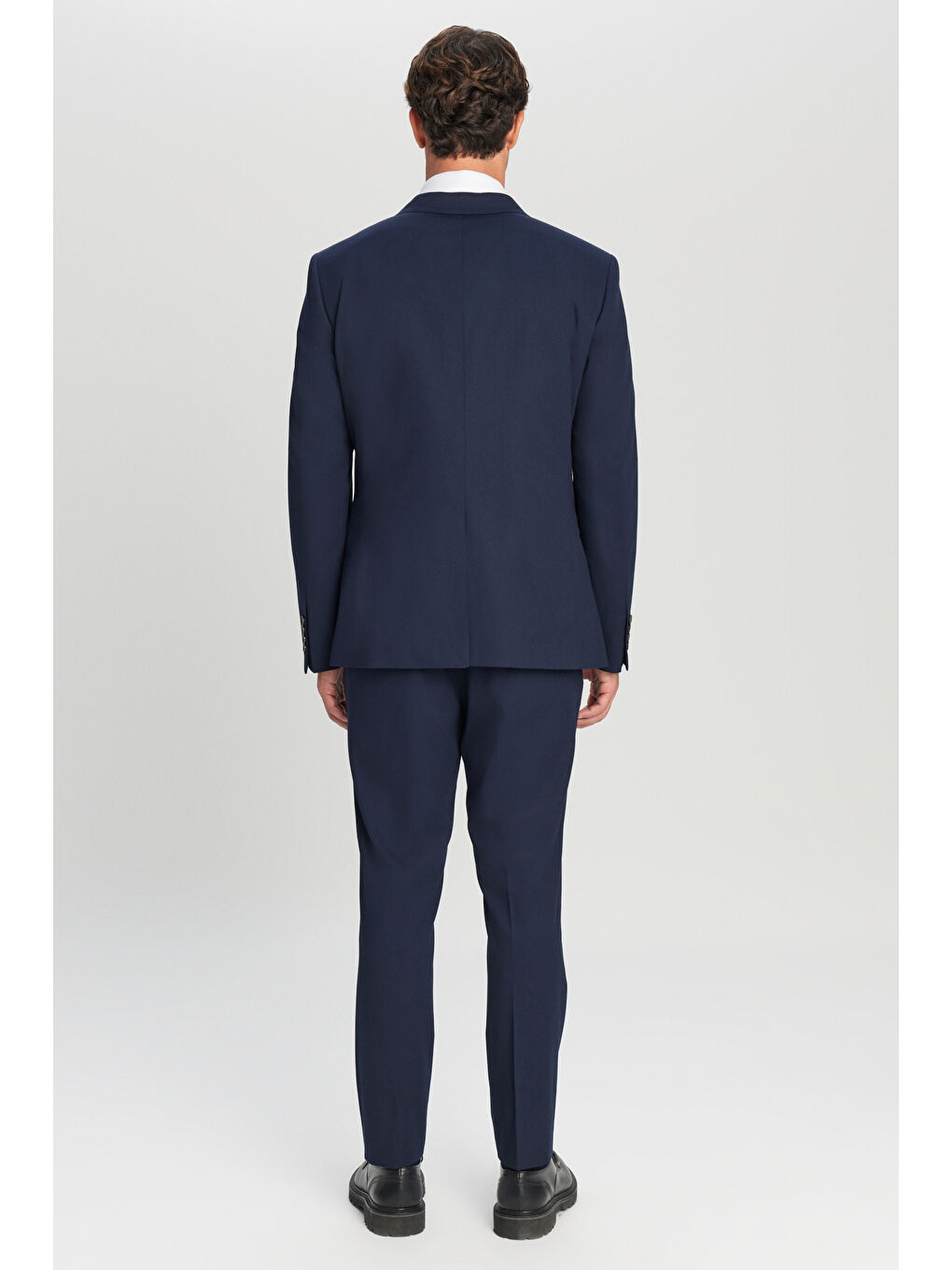 Erkek Lacivert Regular Fit Normal Kesim Mono Yaka Kapak Cepli Esnek Takım Elbise-7