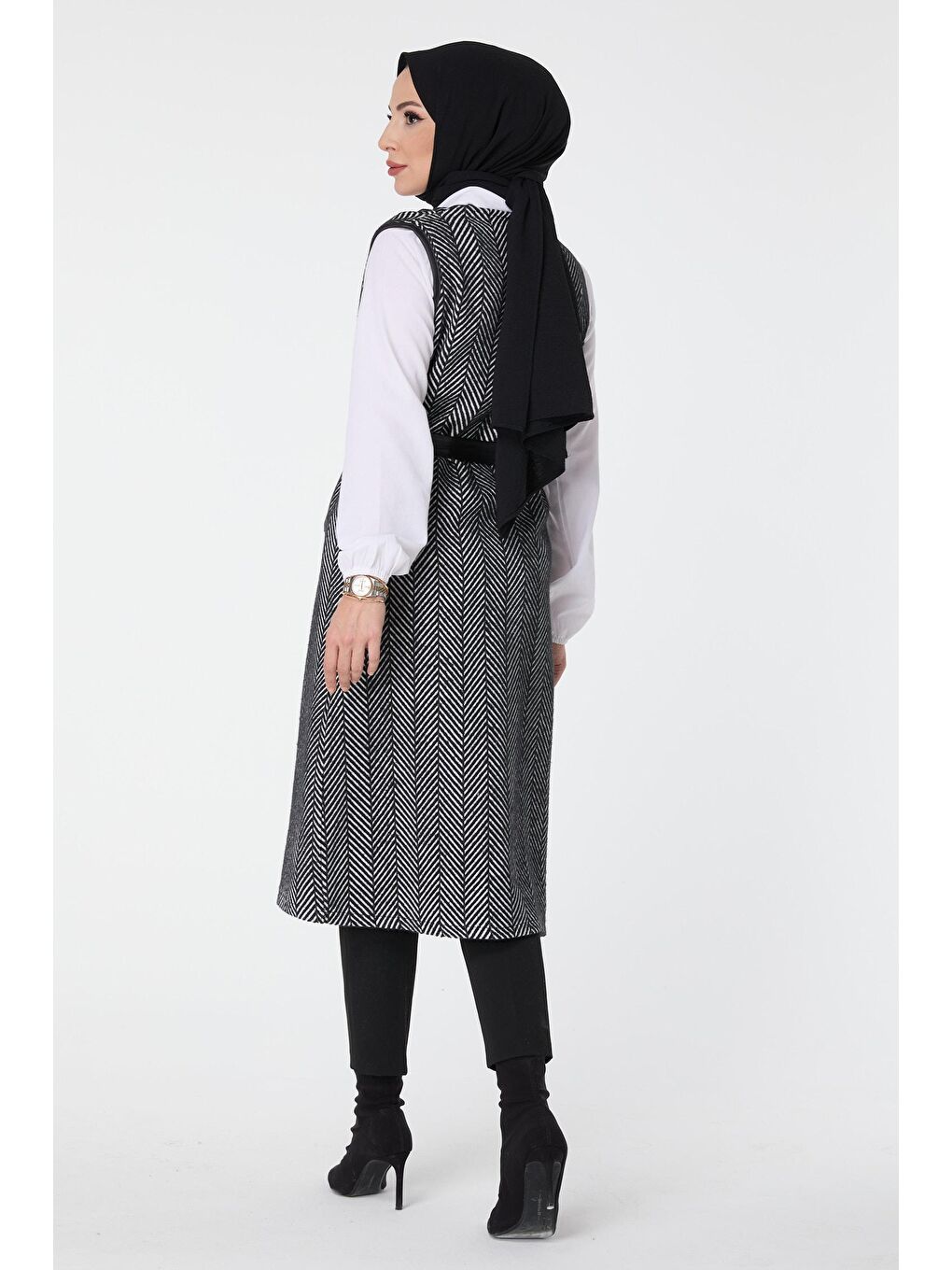 Ceket Yaka Kadın Haki Yelek - 13033-5