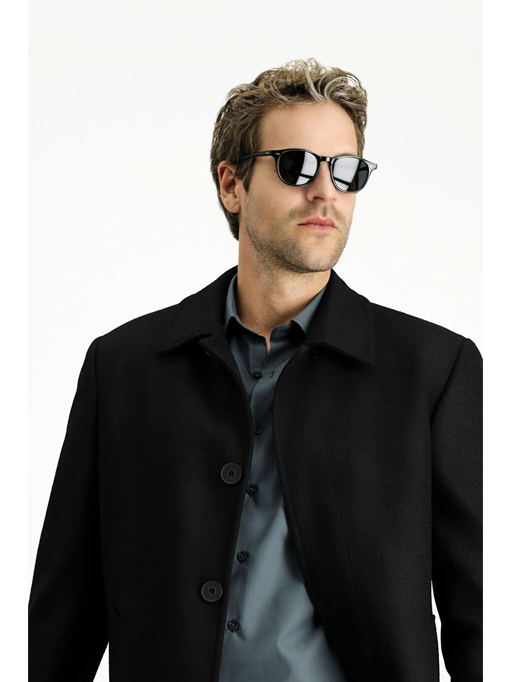 Siyah Yünlü Klasik Kaban-3