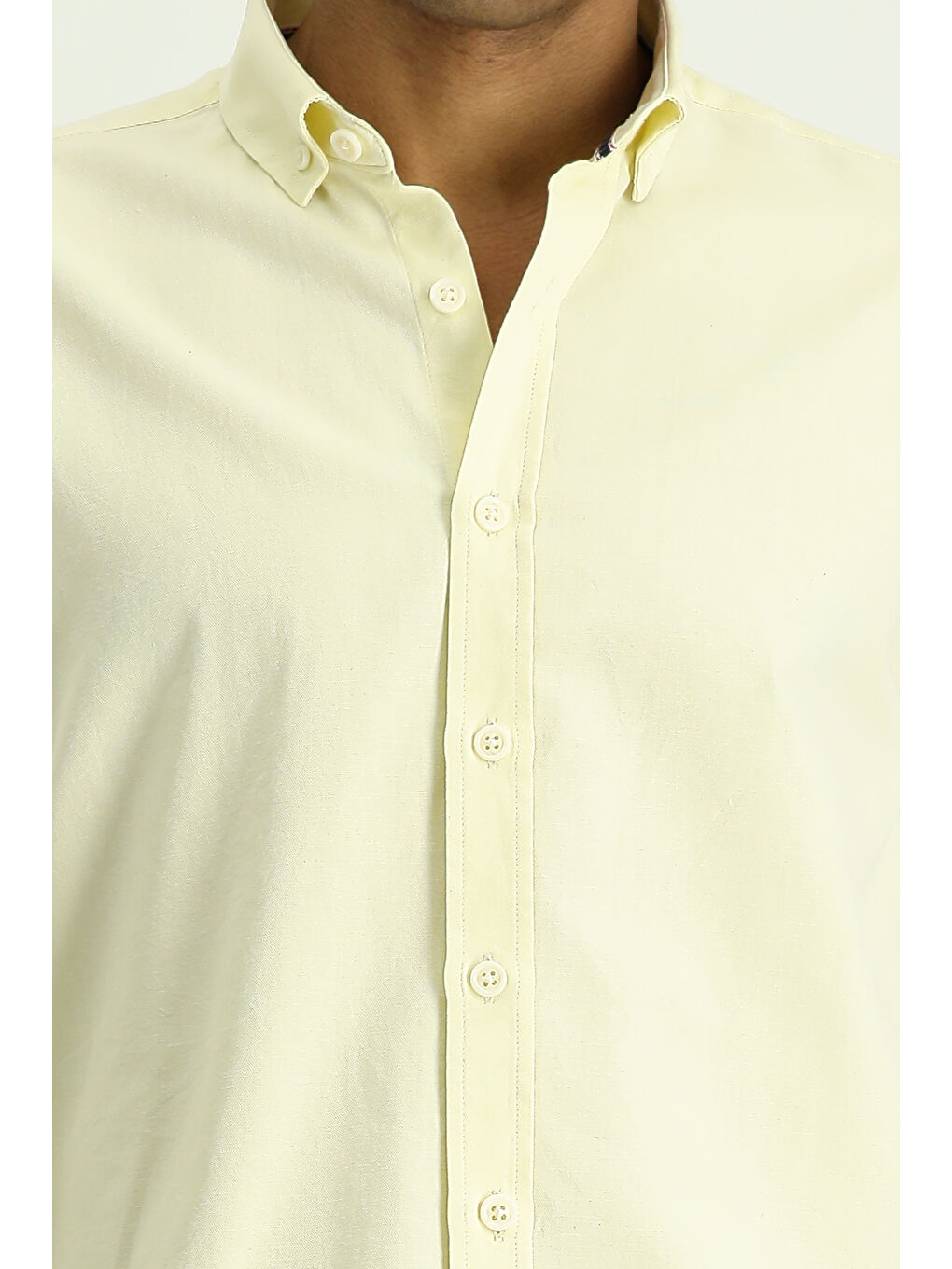 Sarı Uzun Kol Regular Fit Oxford Pamuk %100 Pamuk Gömlek-5