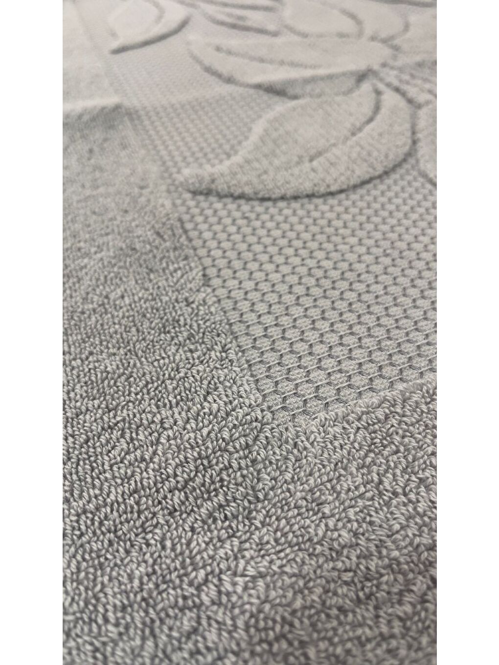 Gri %100 Pamuk Desenli Banyo Paspası 60x92 cm-1