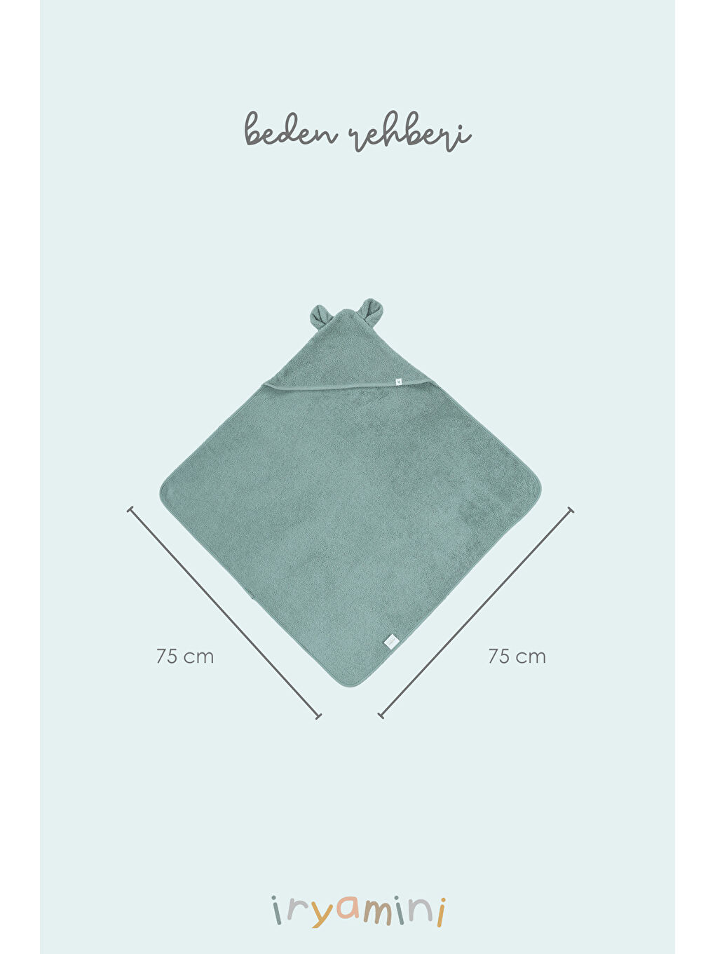 Yeşil Tiny Bear Organik Pamuk Bebek Kundak Mint 75x75-1