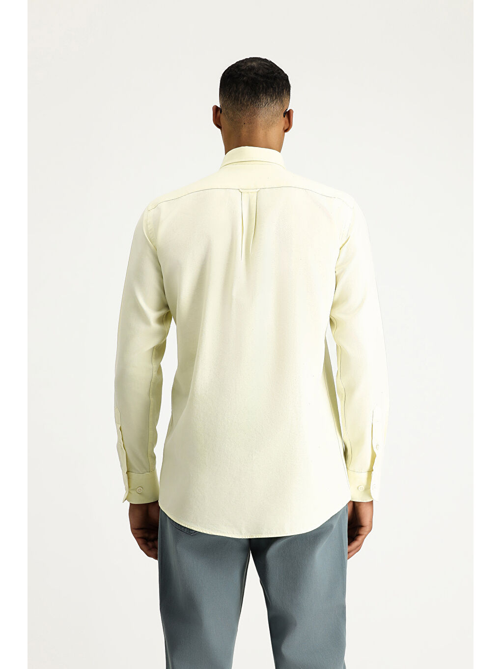 Sarı Uzun Kol Regular Fit Oxford Pamuk %100 Pamuk Gömlek-8