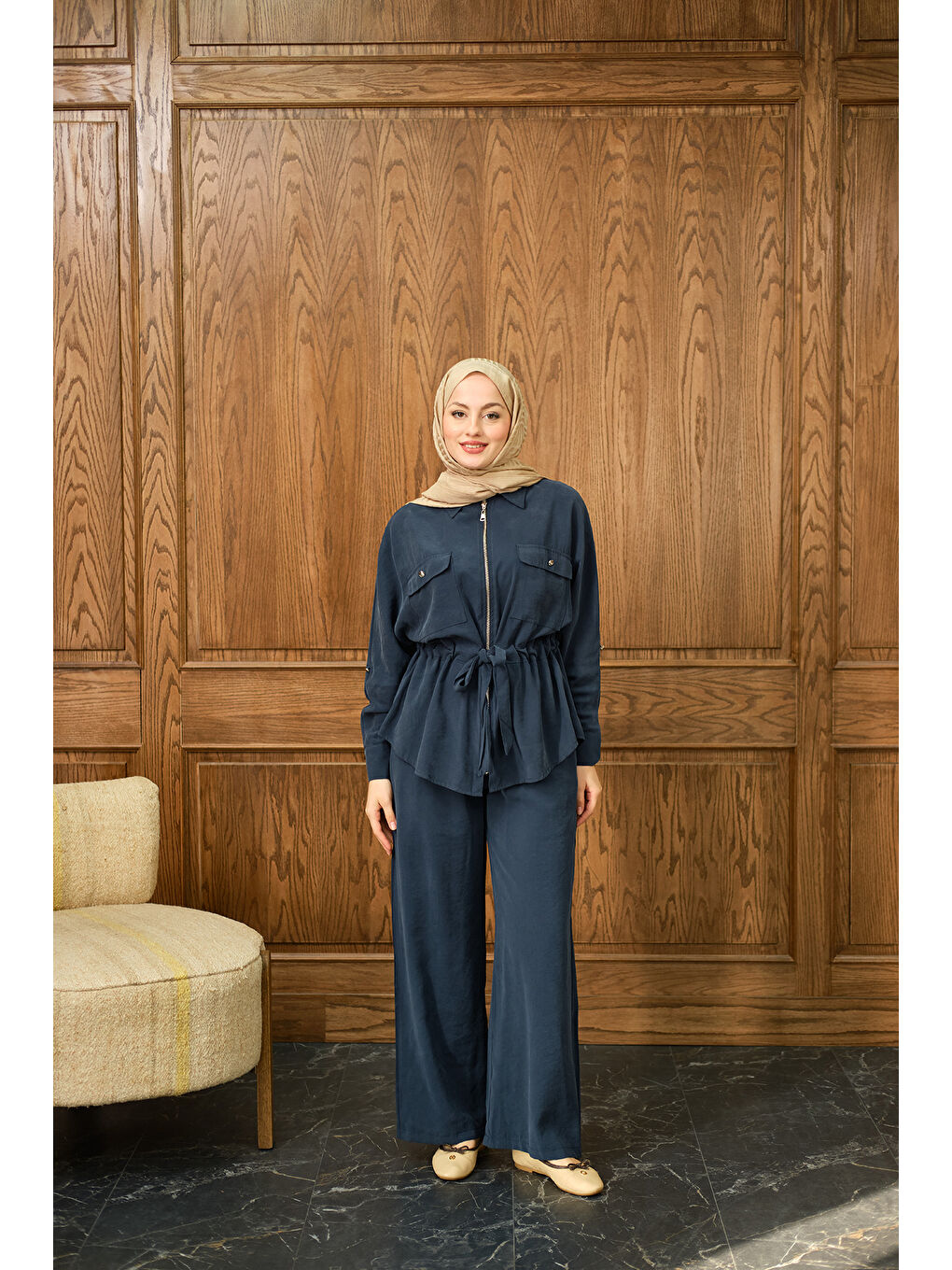 Kadın Fermuarlı İkili Takım Lacivert-1