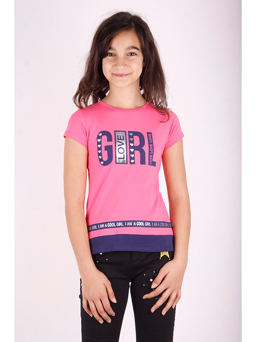 Fuşya Kız Çocuk Baskılı T-Shirt