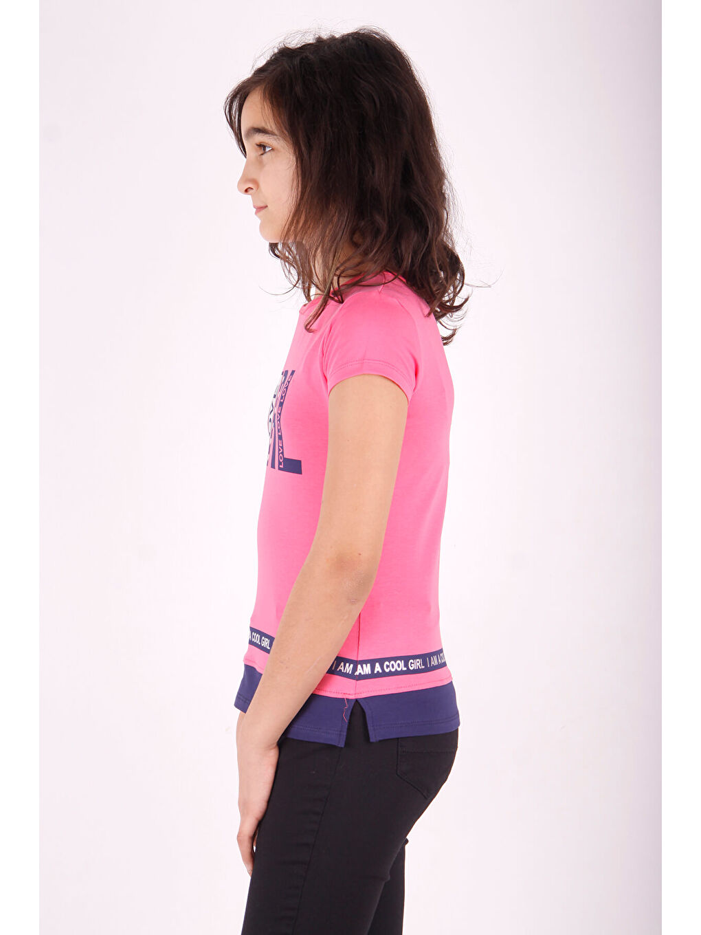 Fuşya Kız Çocuk Baskılı T-Shirt-1