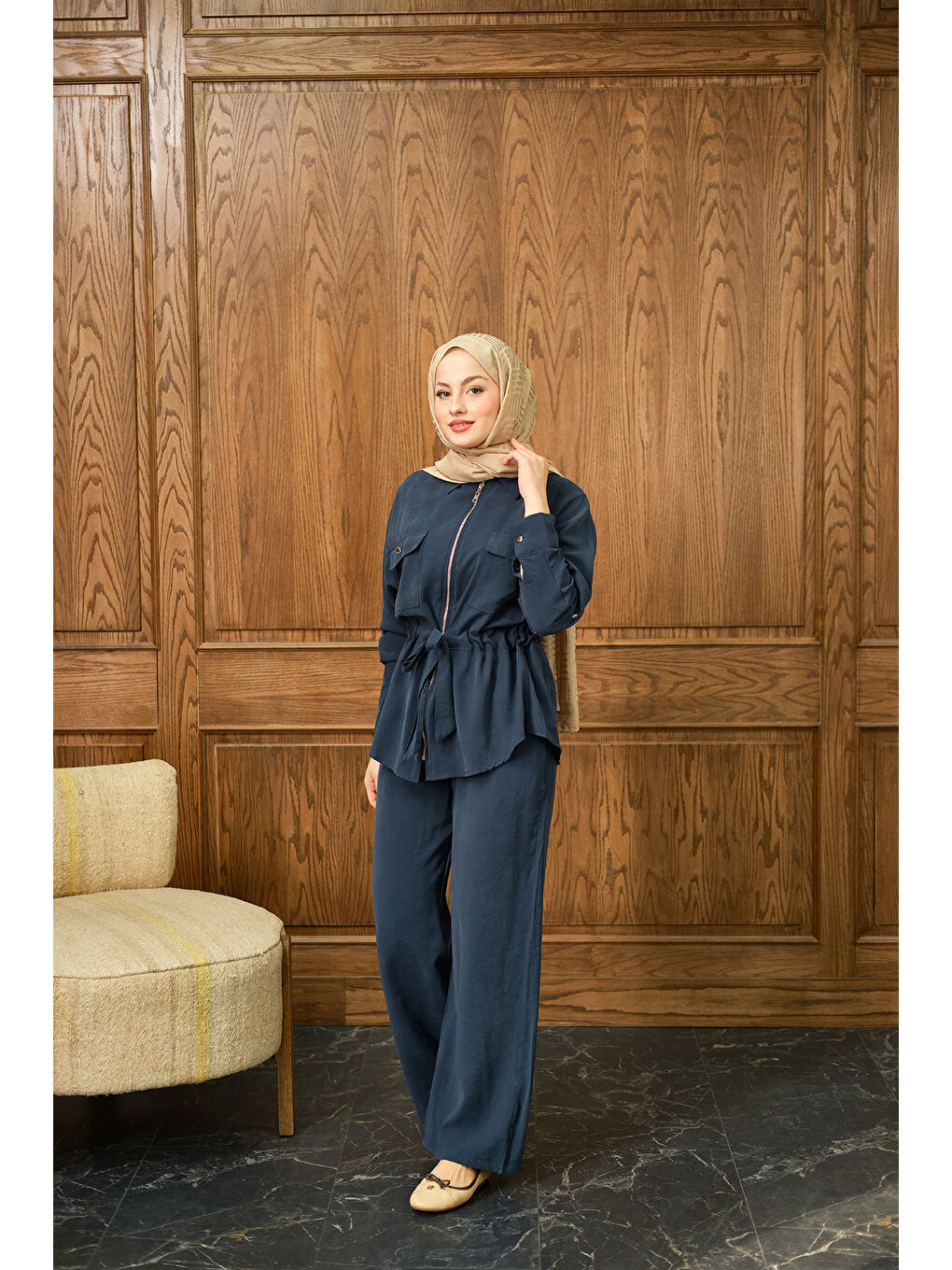 Kadın Fermuarlı İkili Takım Lacivert-2