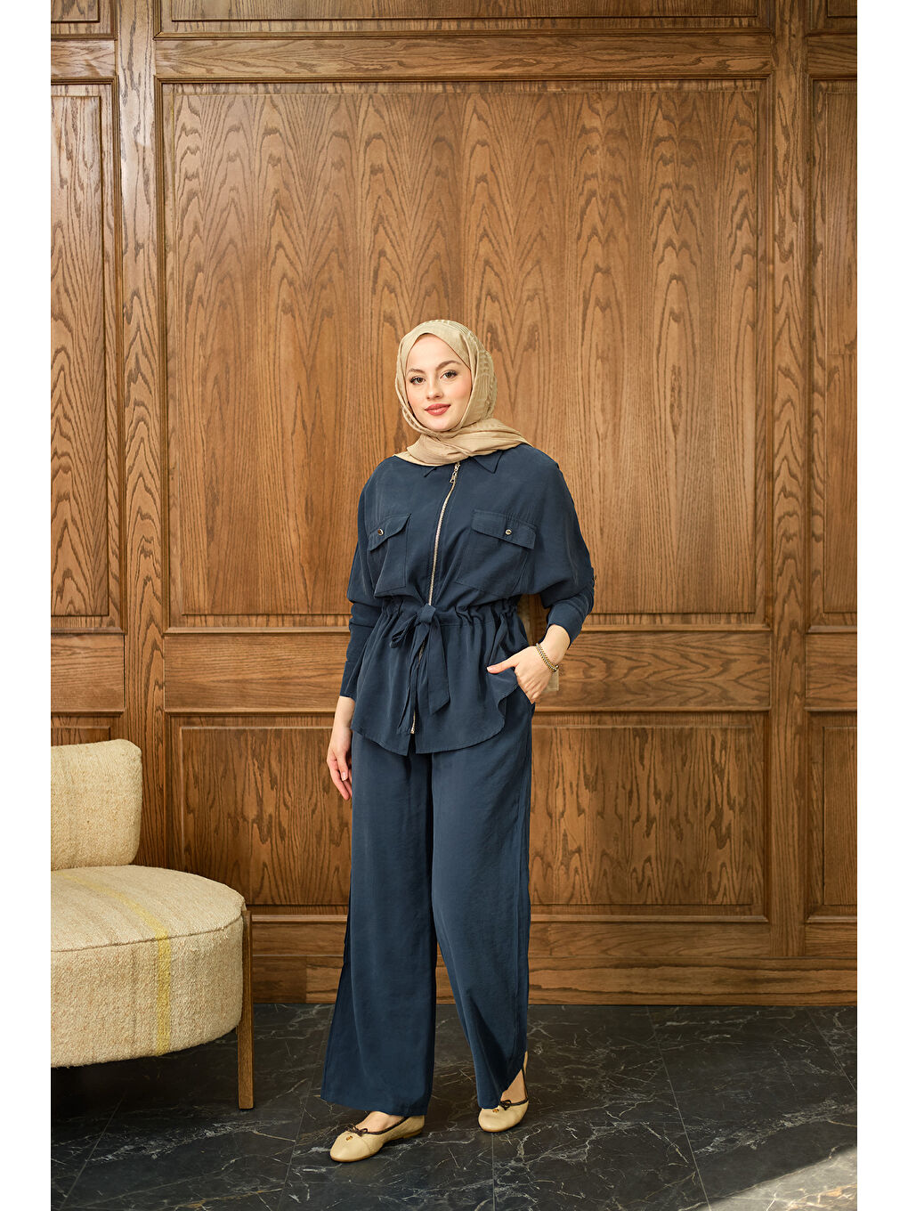 Kadın Fermuarlı İkili Takım Lacivert-3