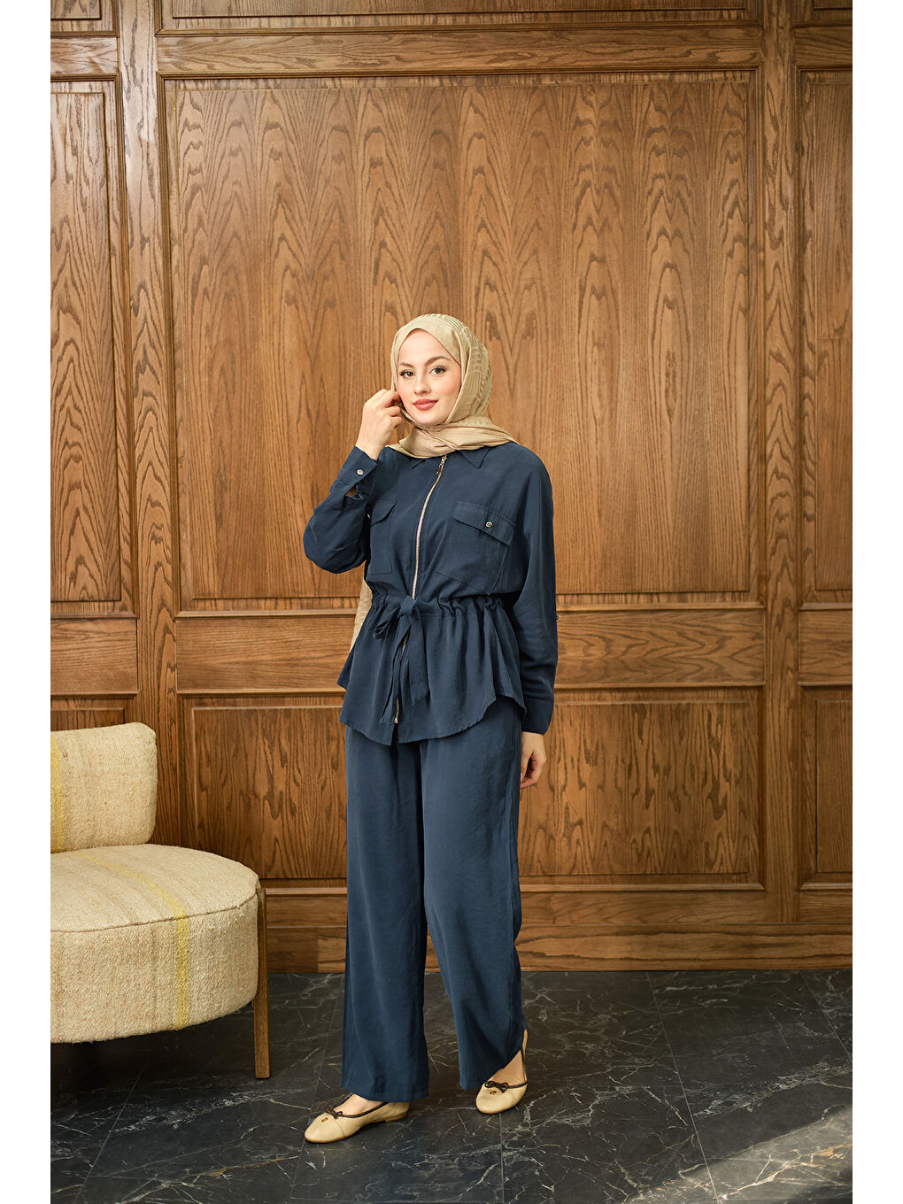 Kadın Fermuarlı İkili Takım Lacivert-4